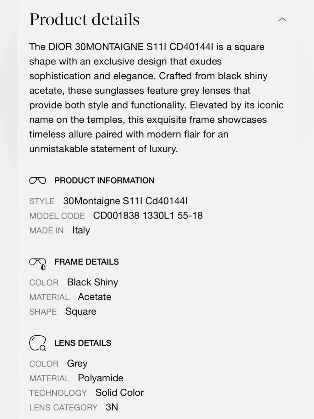 Dior 30Montaigne S11I sunglasses Black